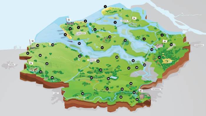 Het gebied van het Global Geopark Schelde Delta