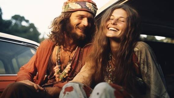 Hippies uit de jaren 60