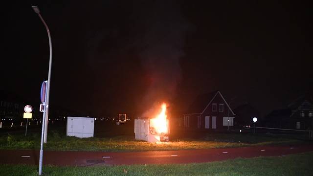 de brandende elektriciteitskast aan de Jip en Jannekestraat