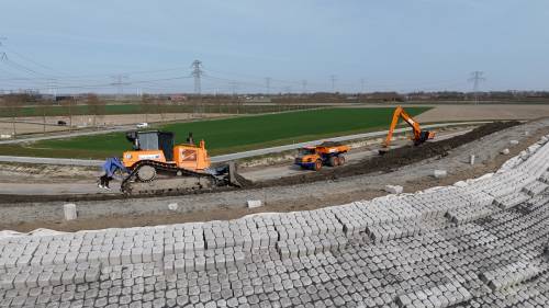Werkzaamheden aan de Wersterscheldedijk, eind 2025.