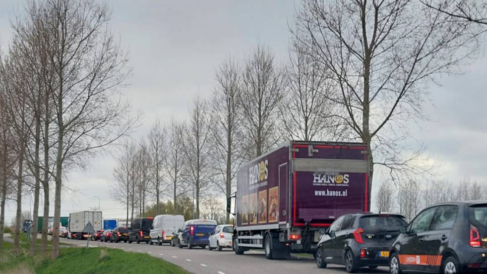 Files bij Kruiningen, door verkeersopstoppingen in de Vlaketunnel.