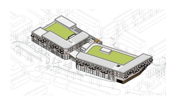 De geplande nieuwbouw.