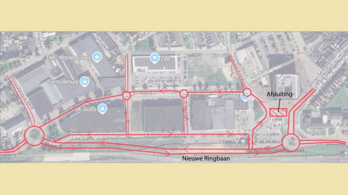 De nieuwe rijrichting van de Ringbaan Edisonstraat