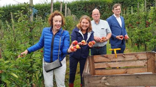 Vlnr: burgemeesters Loes Meeuwisse (Noord-Beveland), José van Egmond (Reimerswaal), Kees Weststrate (wethouder Borssele) en Constantijn Jansen op de Haar (Kapelle)