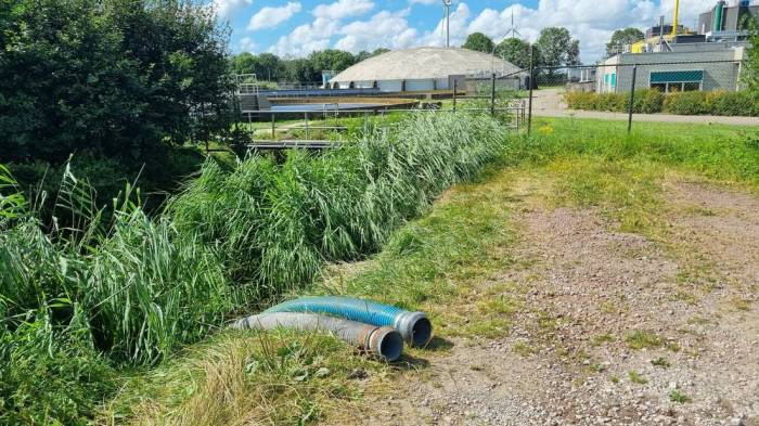 De slangen bij de rioolwaterzuivering bij Kapelle