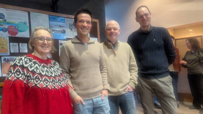 PvdA-GL Goes. Op de foto (vlnr): raadsleden Astrid de Jong, Marco Eestermans, André Alting en fractieondersteuner Casper Weeshout.